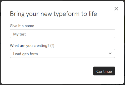 Typeform Create form from scratch